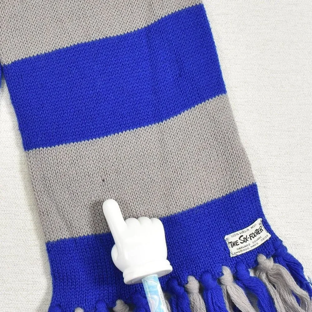 Vintage The Six Footer Yale Georgetown University Kentucky Wool Scarf Blue Gray